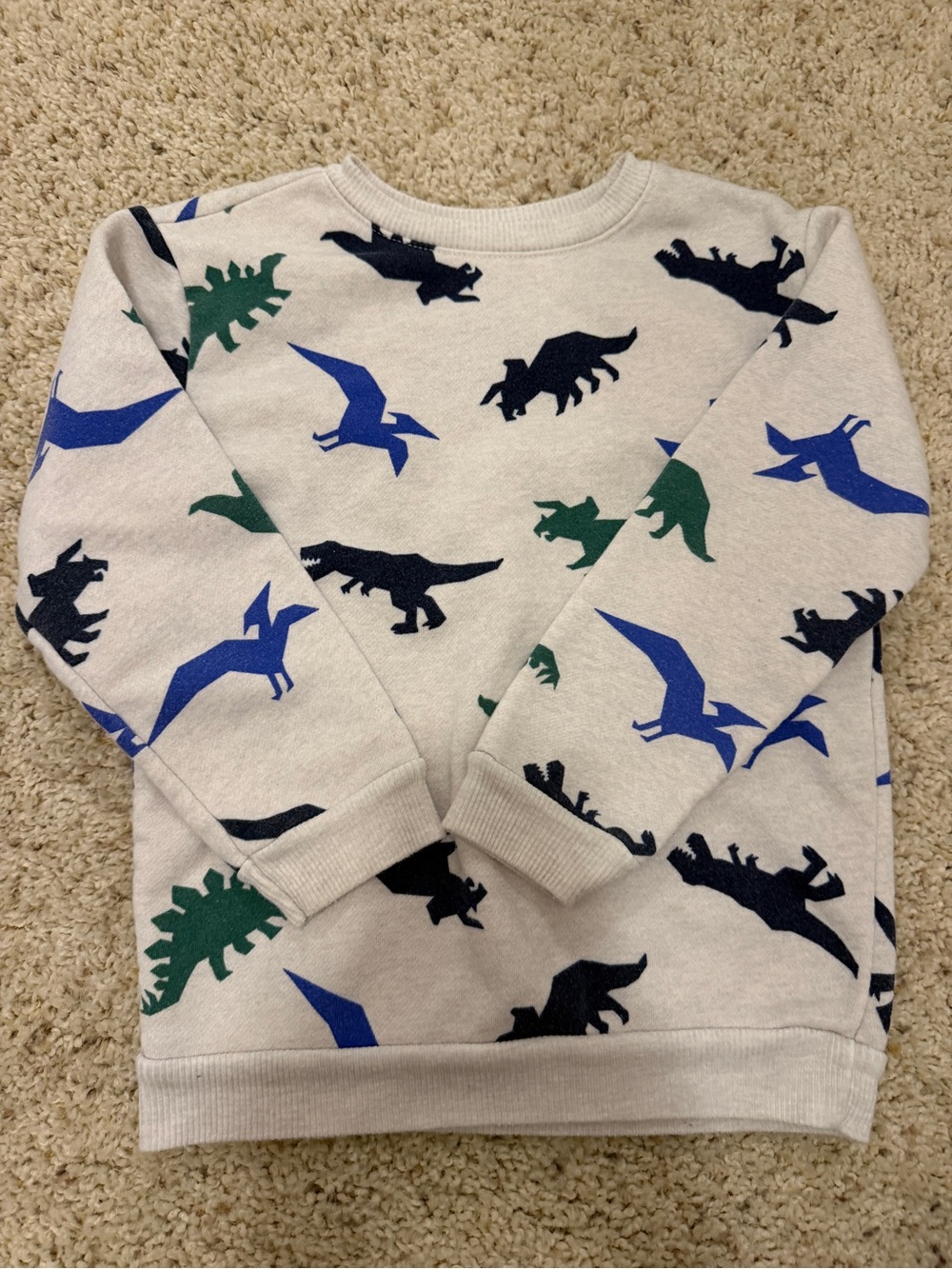 Garanimals Cream Sweatshirt with Blue & Green Dinosaur Prints